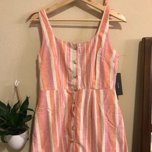 Brooklin Pink MultiStriped Button Front Mini Dress